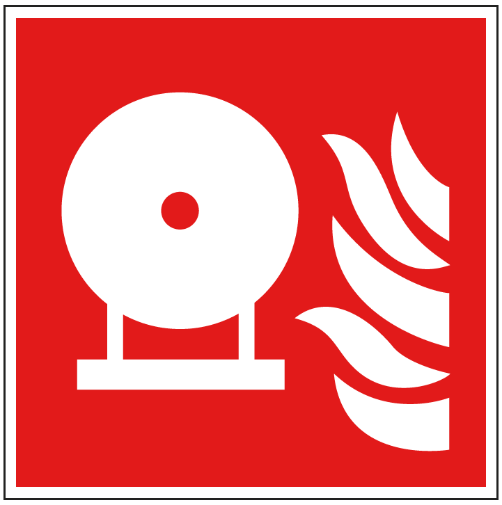 pictogram vaste brandblusser, rood wit, vierkant, iso 7010, f013